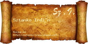 Sztanko Irén névjegykártya