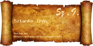 Sztanko Irén névjegykártya